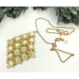 Necklace gold tone flower link diamond shaped by Sarah Covington 20" length